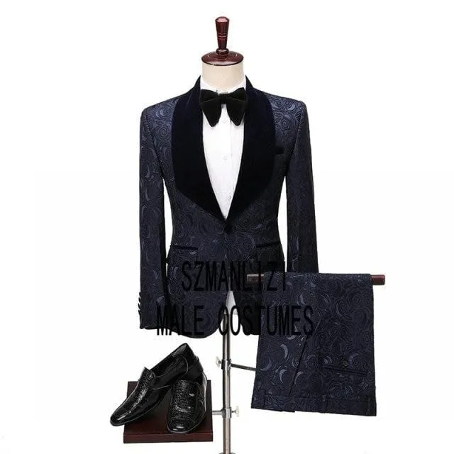 2021 Men Black Double Breasted Wedding Groom Suit With Pants Tuxedo For Men Wedding Suits Prom Best Man Suit (Jacket Pants Bow)