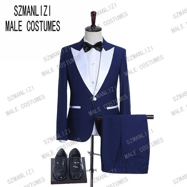 2021 Men Black Double Breasted Wedding Groom Suit With Pants Tuxedo For Men Wedding Suits Prom Best Man Suit (Jacket Pants Bow)