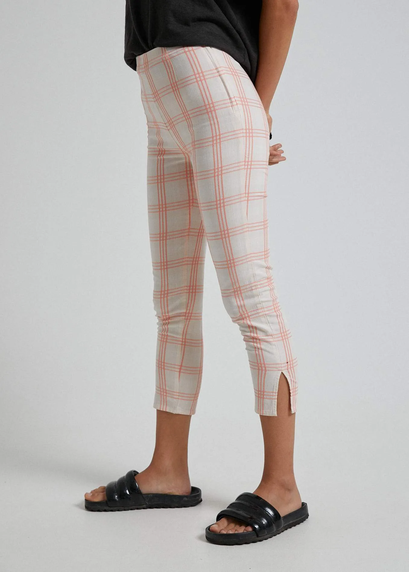 Afends Womens Smith - Pant - Peach Cream Check