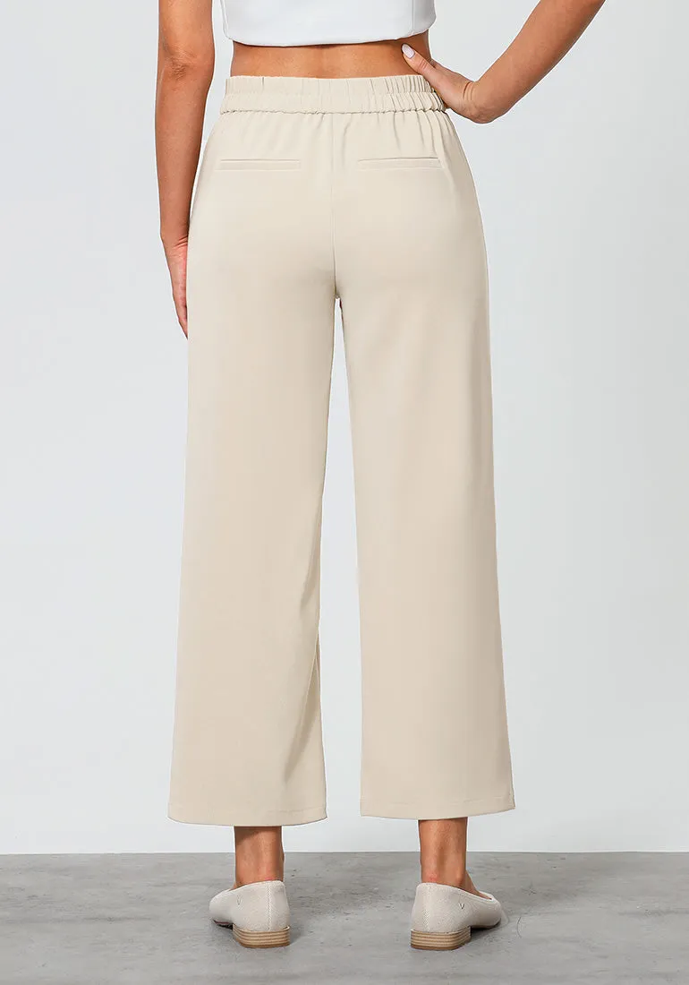 Beige Women's Workwise High Rise Slacks Wide Trouser Pant Trousers Wideleg