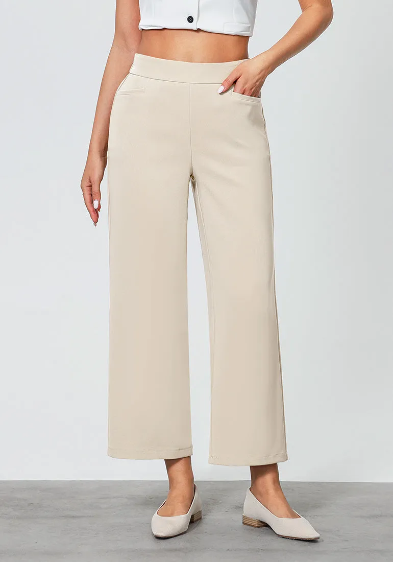 Beige Women's Workwise High Rise Slacks Wide Trouser Pant Trousers Wideleg