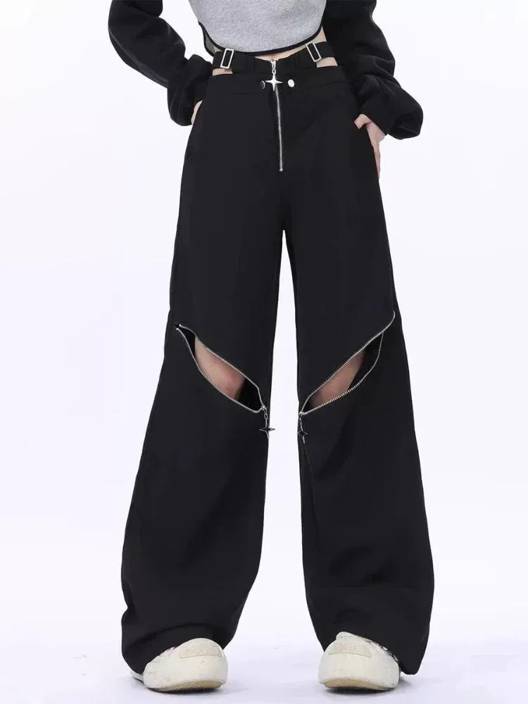 Black Retro Casual Halloween Cargo Pants