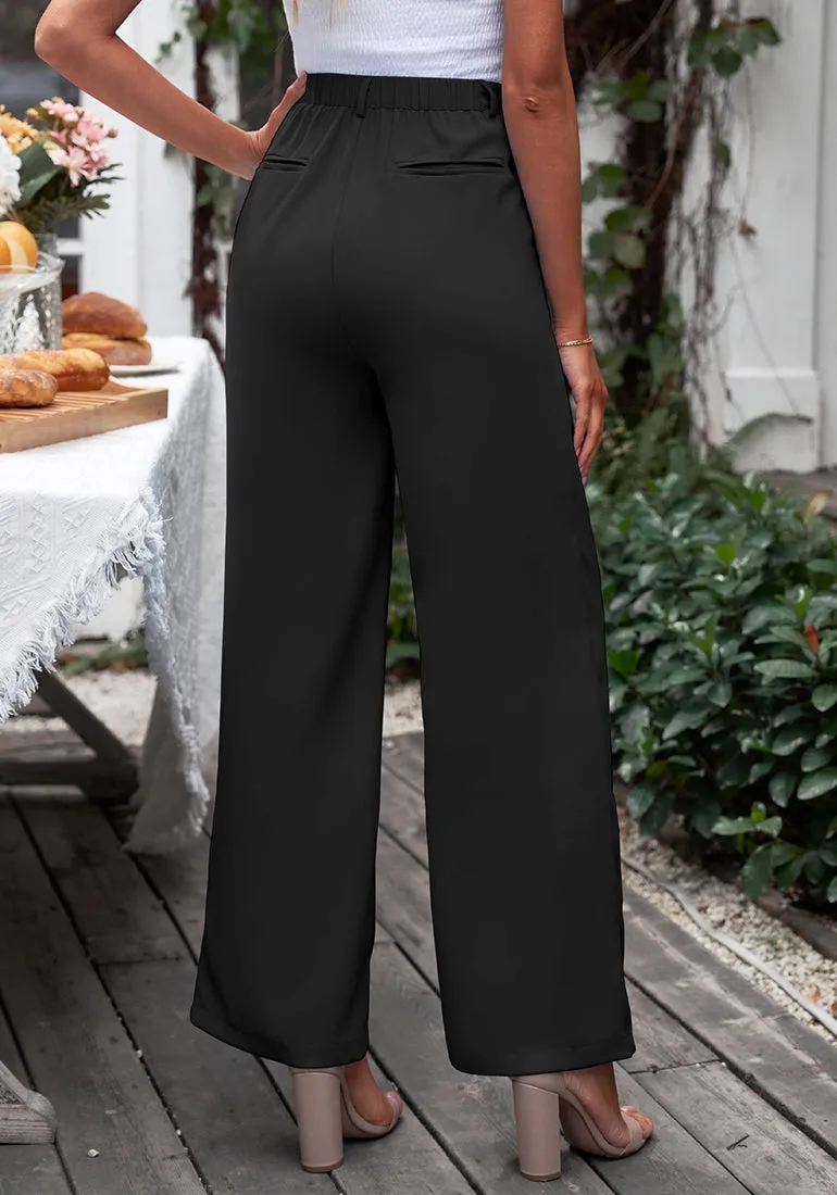 Black Women's High Waisted Wide Leg Business Work Pants