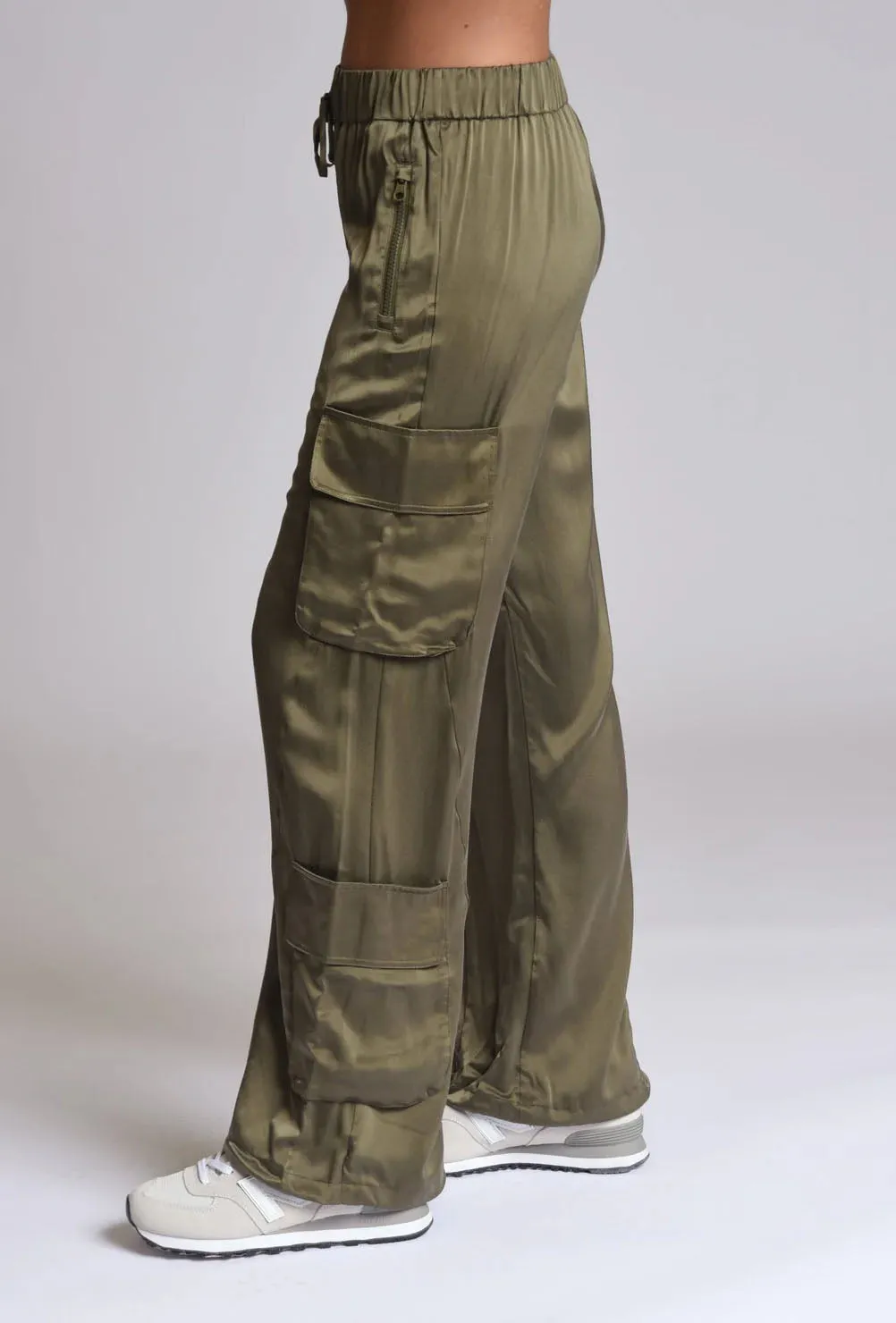 Blanc Noir Silk Wide Leg Pants