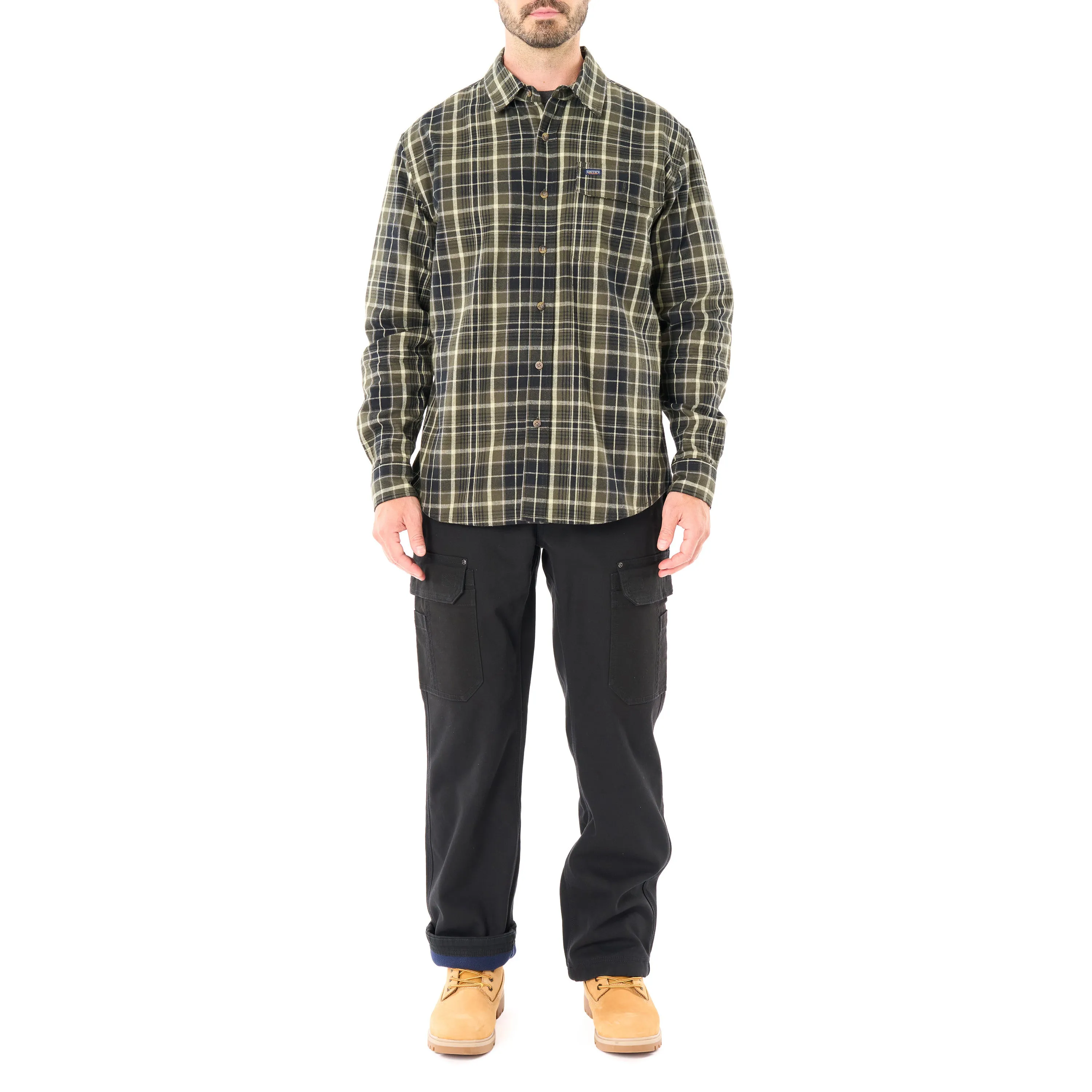 BONDED-FLEECE LINED WORK-STRETCH DUCK CANVAS GUSSET UTILITY CARGO PANT