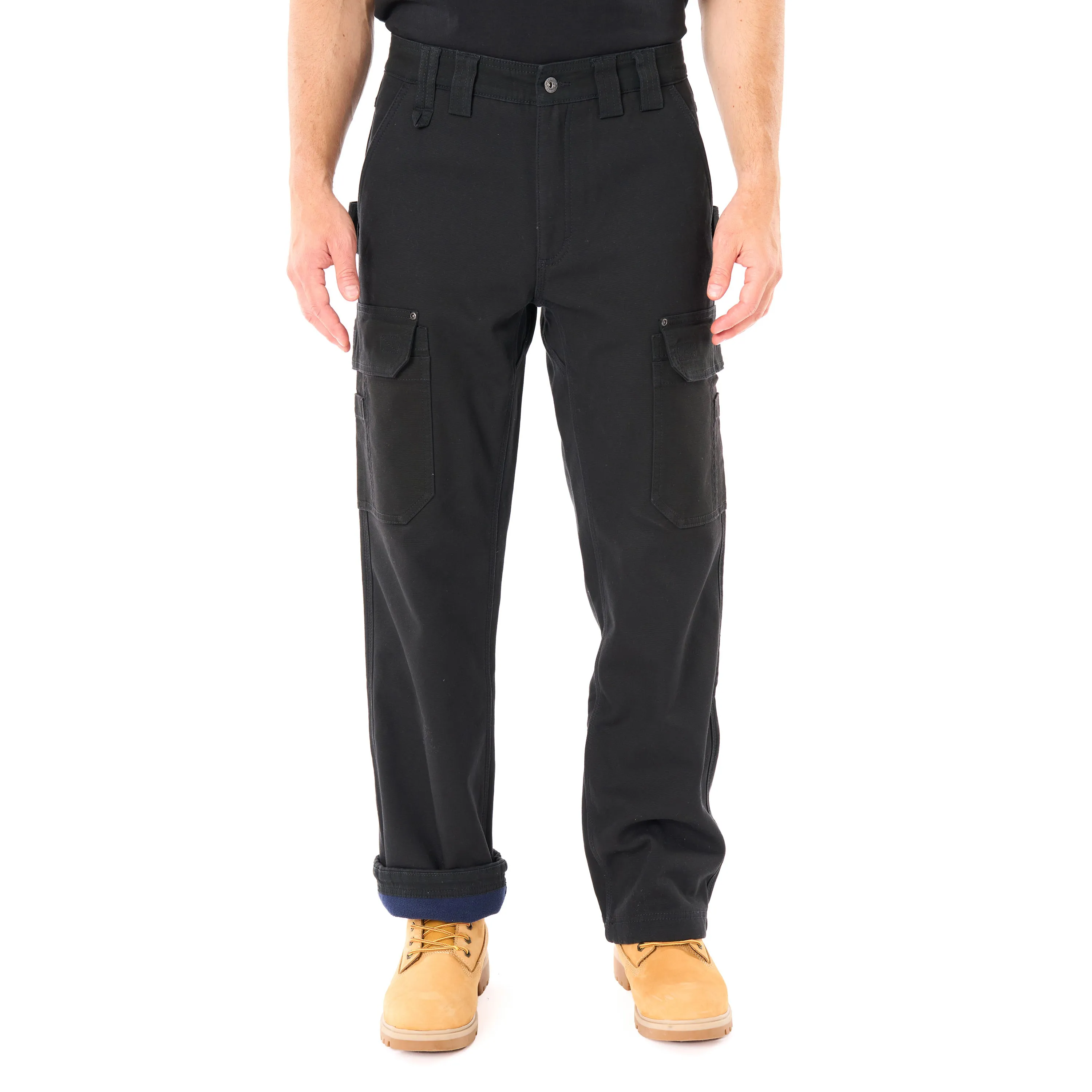 BONDED-FLEECE LINED WORK-STRETCH DUCK CANVAS GUSSET UTILITY CARGO PANT