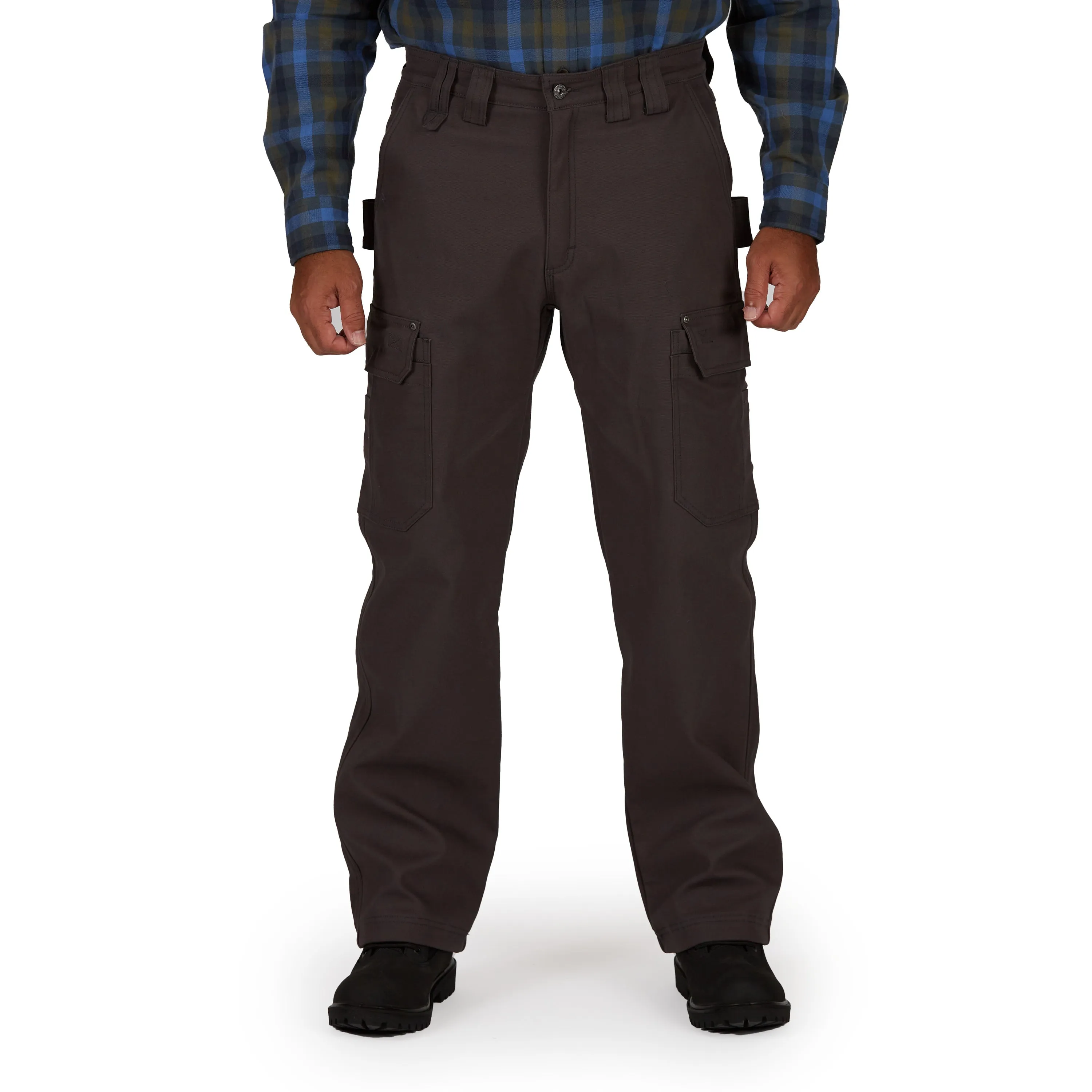 BONDED-FLEECE LINED WORK-STRETCH DUCK CANVAS GUSSET UTILITY CARGO PANT