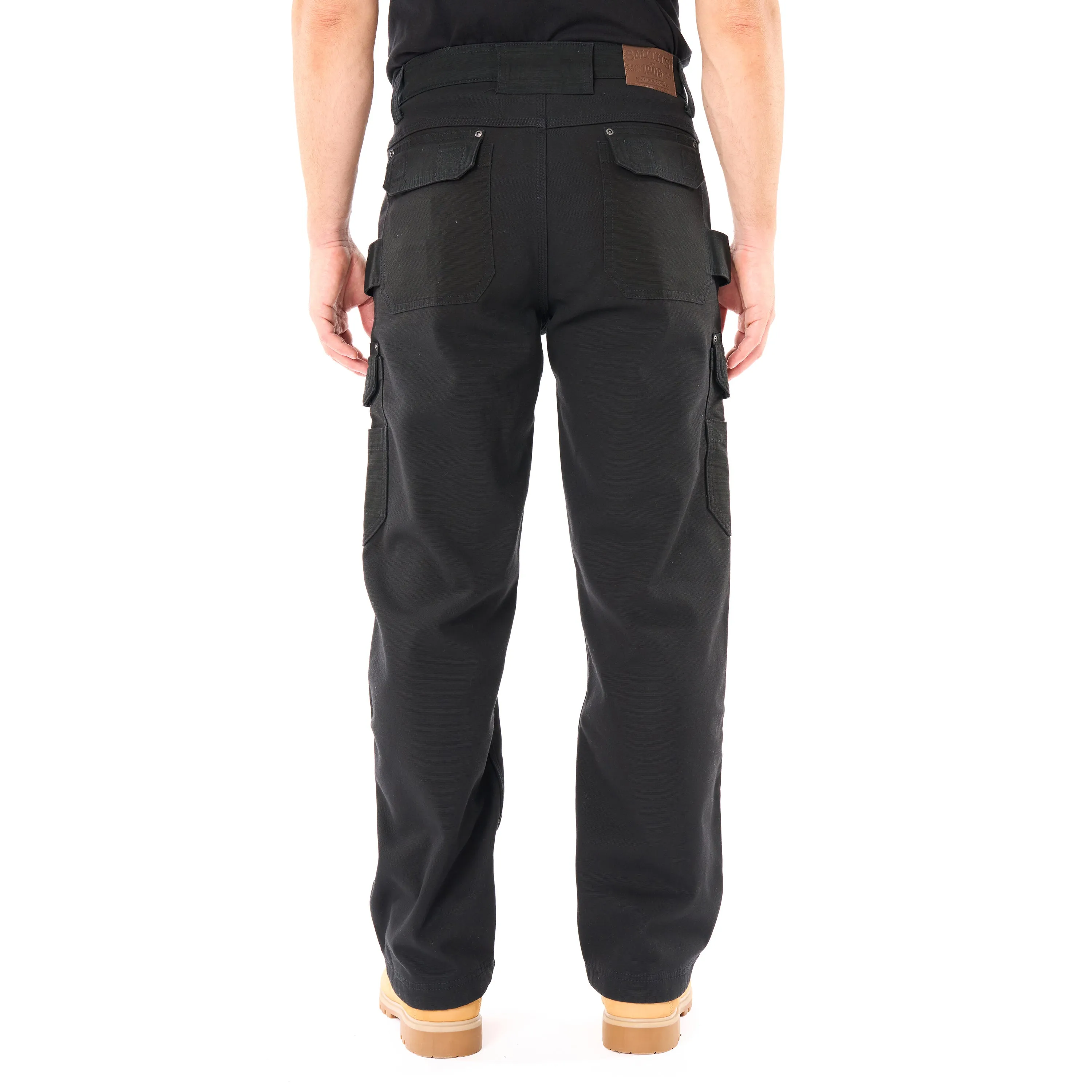 BONDED-FLEECE LINED WORK-STRETCH DUCK CANVAS GUSSET UTILITY CARGO PANT