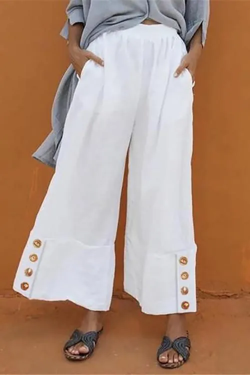 Button Wide Leg Pants