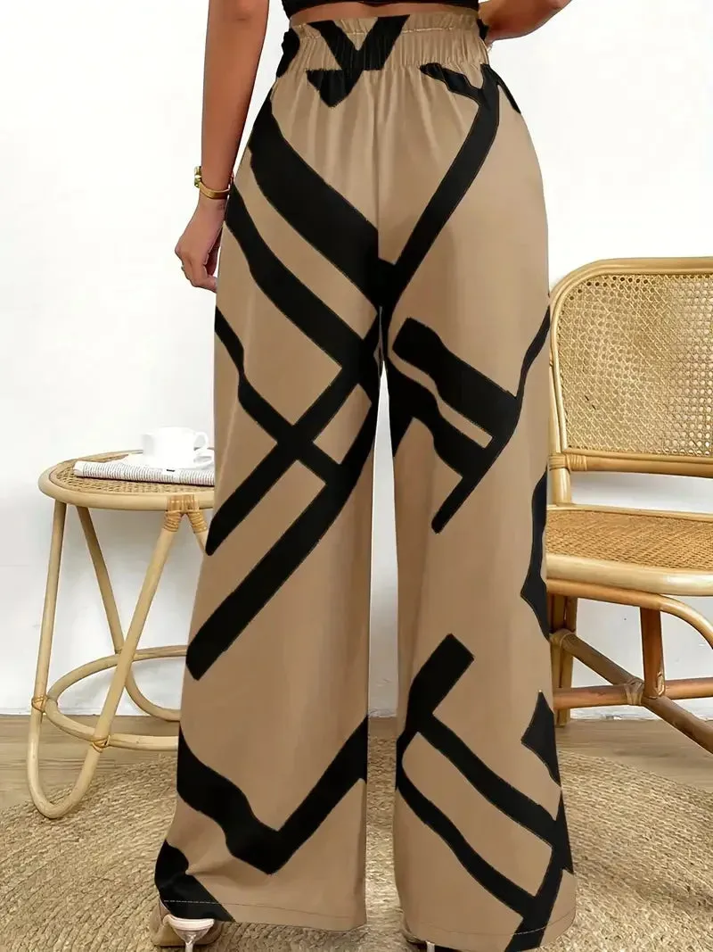 Casual Striped Wide Leg Pants