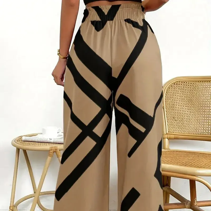 Casual Striped Wide Leg Pants