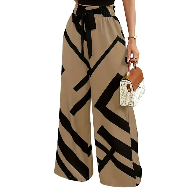 Casual Striped Wide Leg Pants