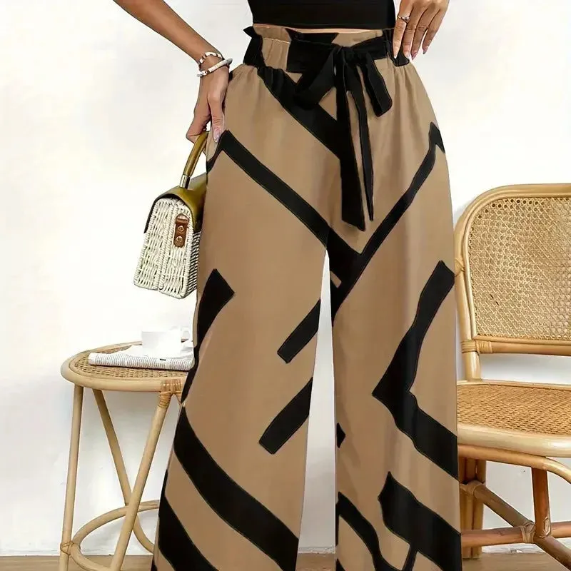 Casual Striped Wide Leg Pants