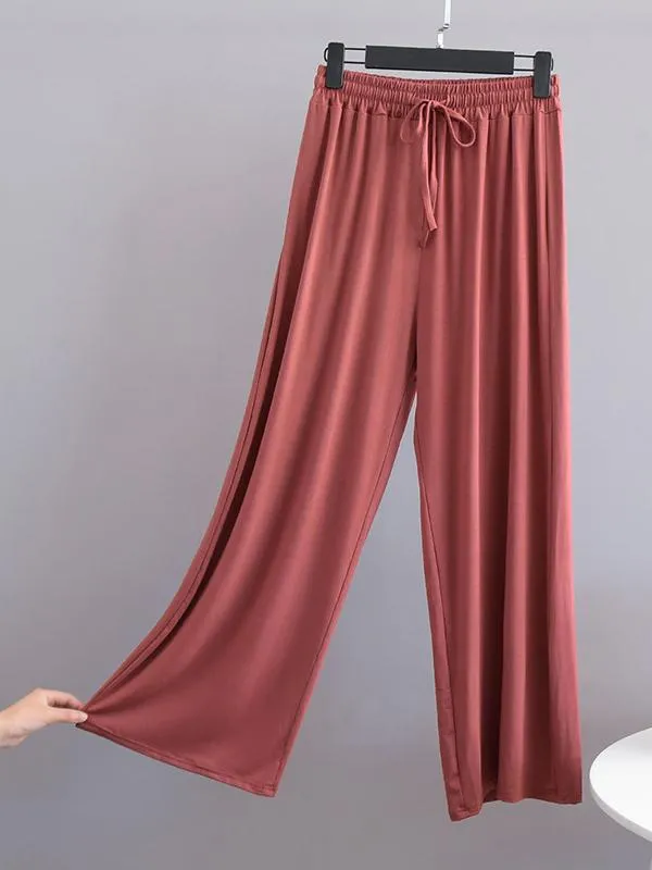 Comfortable Drawstring Solid Color Loose Pants