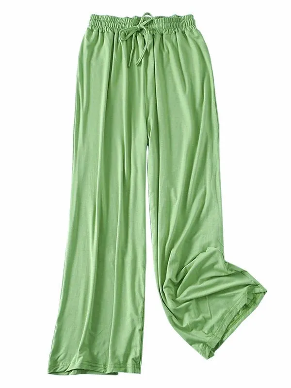 Comfortable Drawstring Solid Color Loose Pants