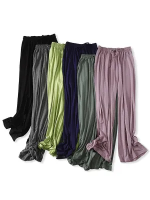 Comfortable Drawstring Solid Color Loose Pants