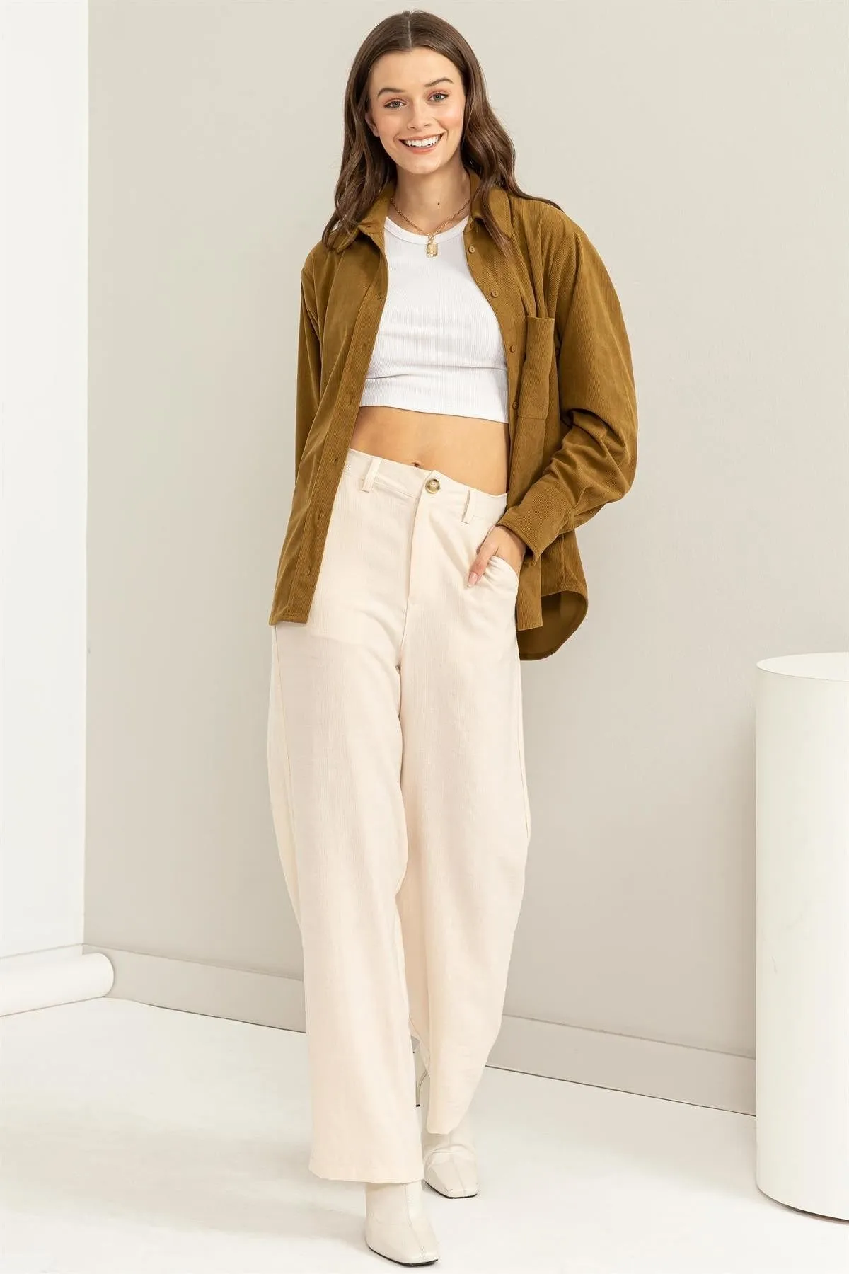 Corduroy Mid Rise Lightweight Pants