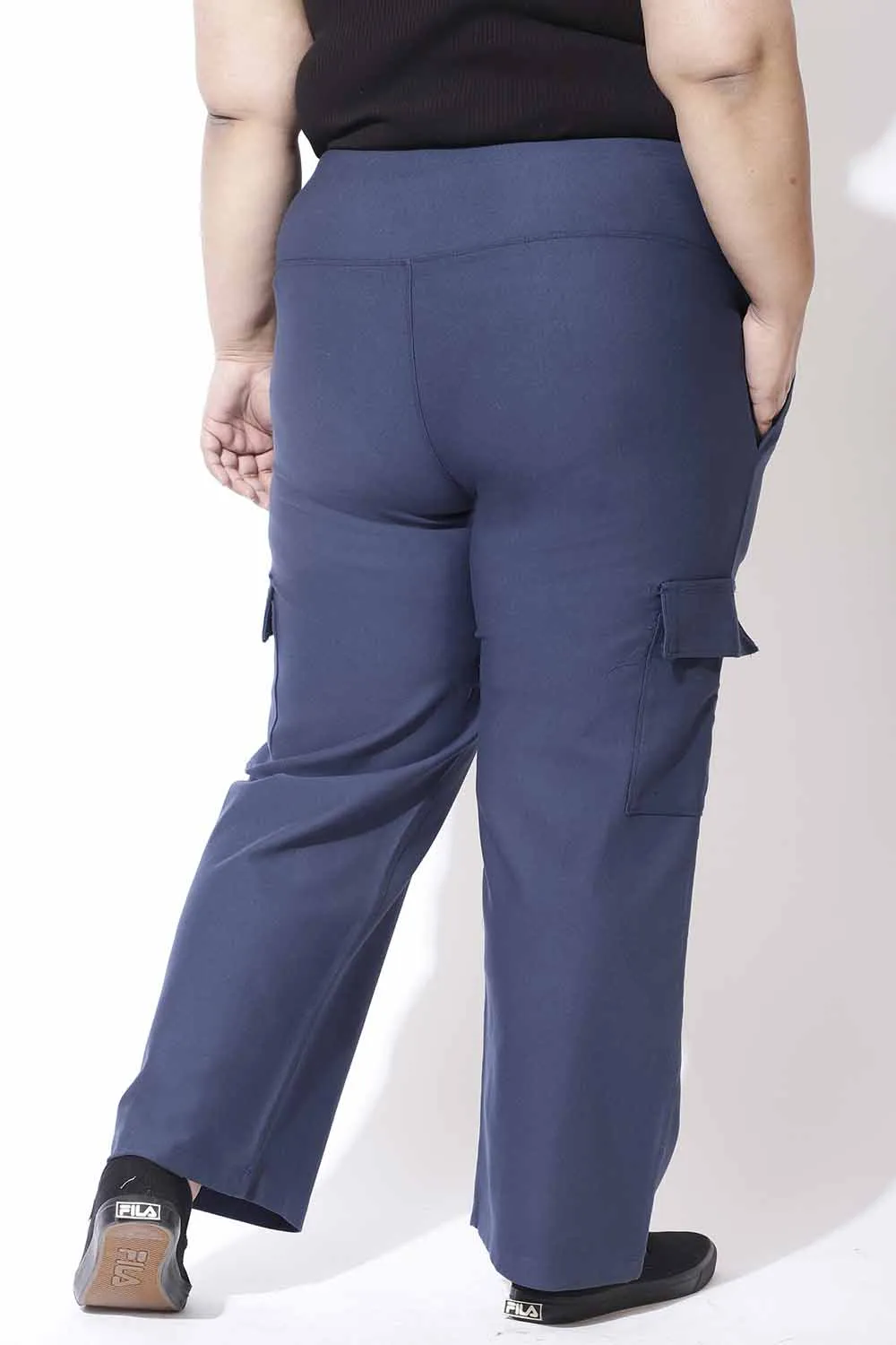 Denim Blue Tummy Shaper Cargo Pants