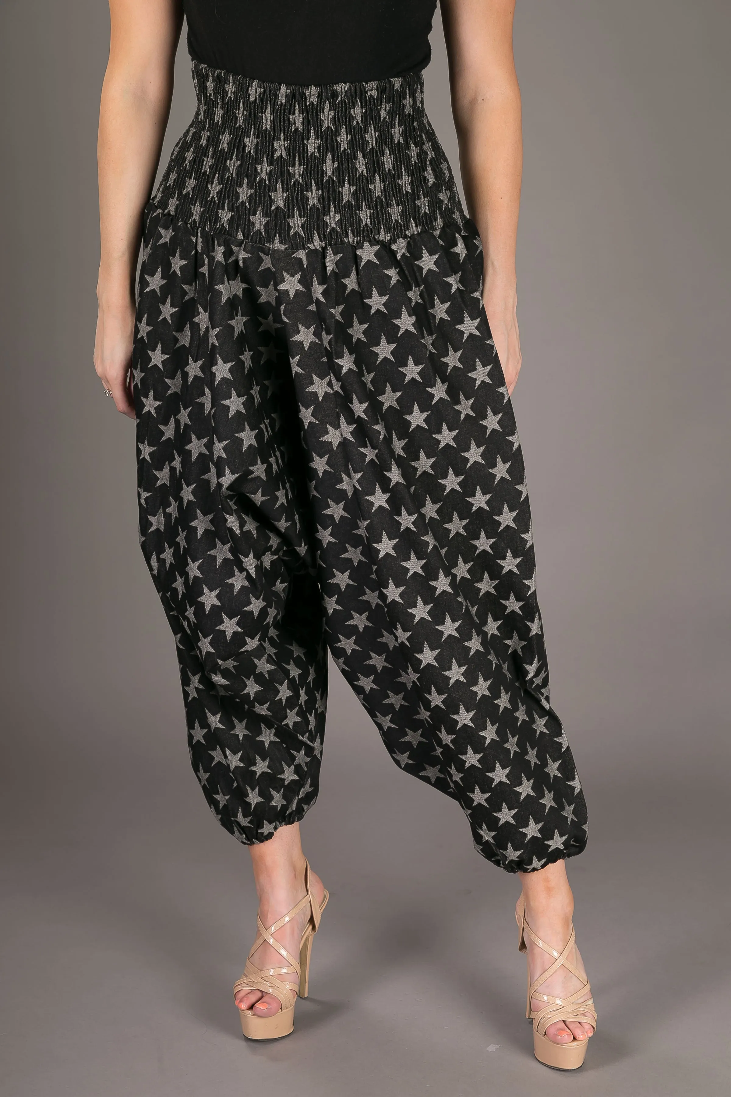 Denim Stars Cotton Harem Yoga Jumpsuit Pants