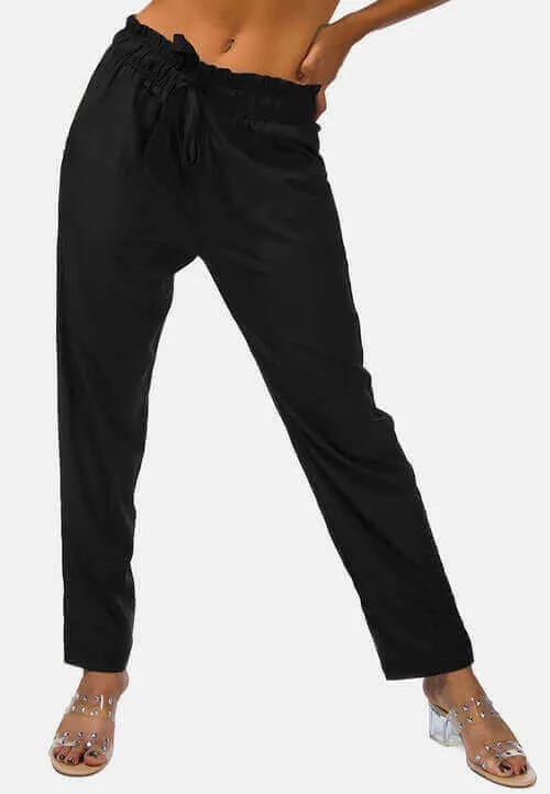 elastic waistband straight casual pants