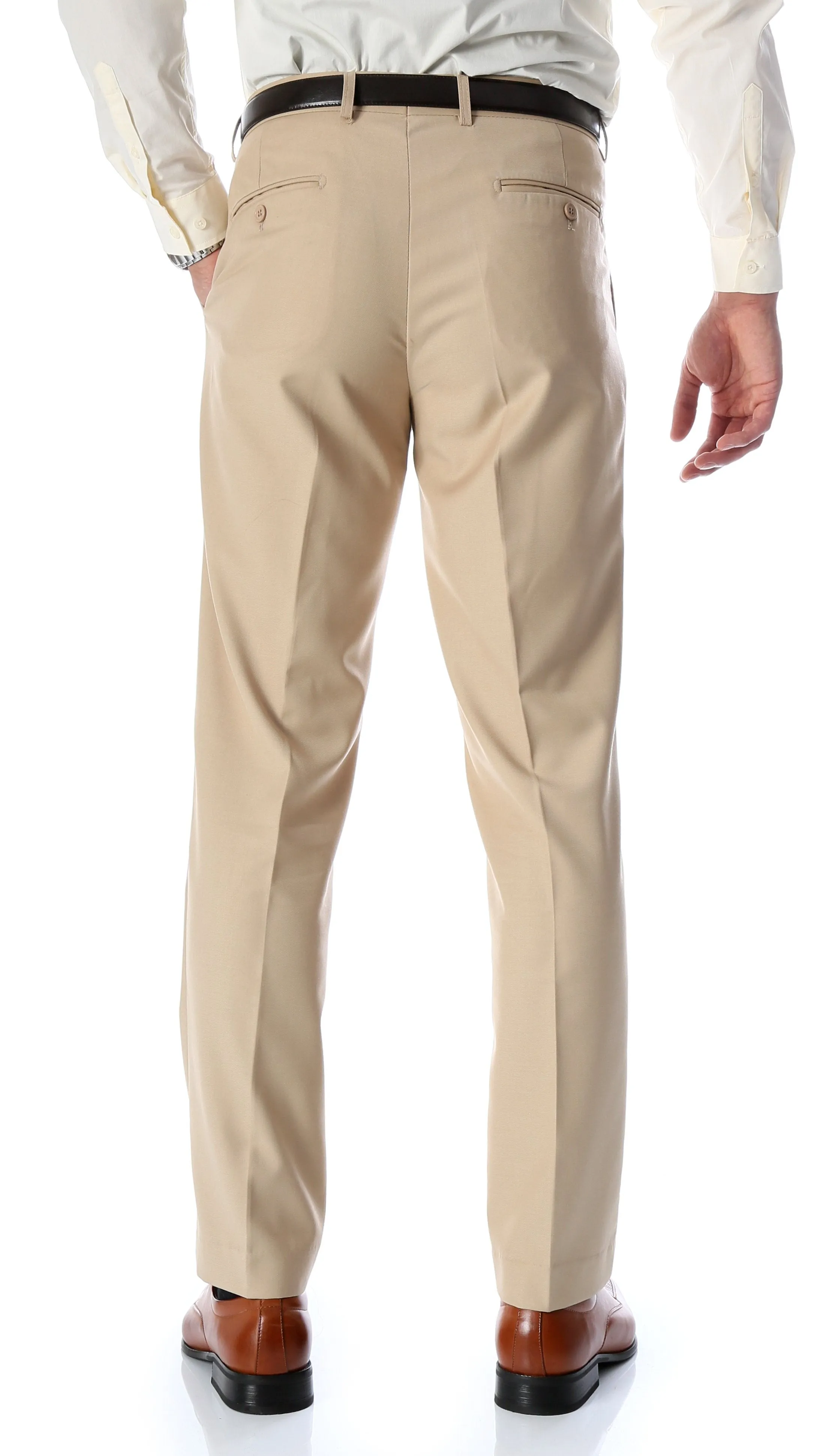 Ferrecci Men's Halo Tan Slim Fit Flat-Front Dress Pants