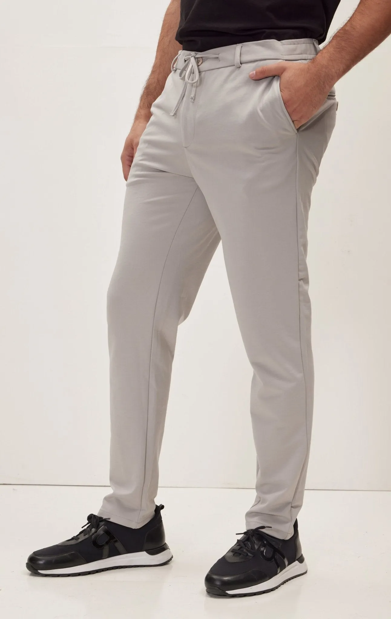 Fitted Casual Everyday Pants - Grey