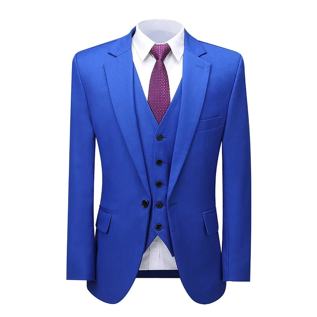 Formal Men's 3 Pieces Mens Suit Notch Lapel Flat Tuxedos (Blazer vest Pants)