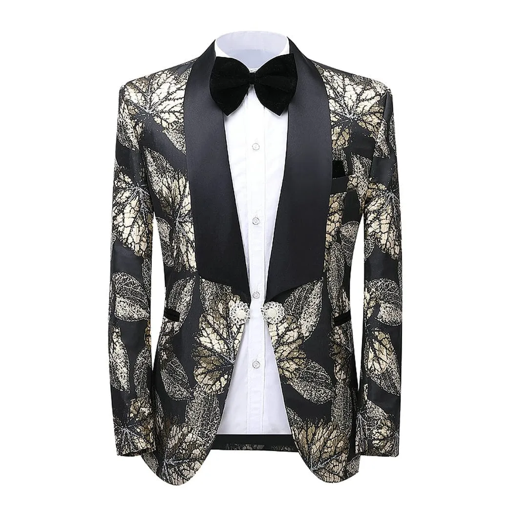 Formal Men's Suit Printed Patterned Slim Fit 2 Piece Business Tuxedos (Blazer Pants)