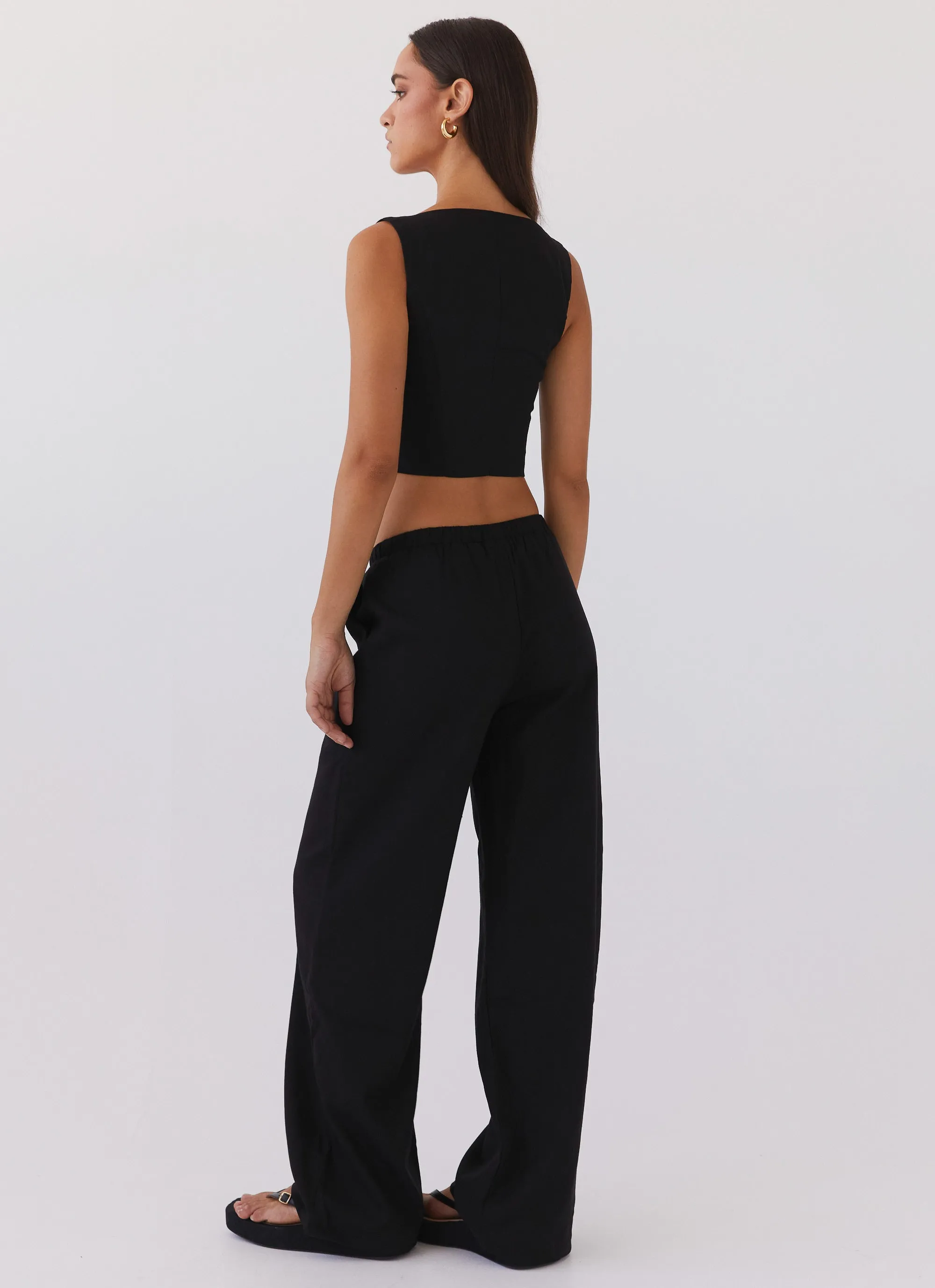 Fresh Face Linen Pants - Black