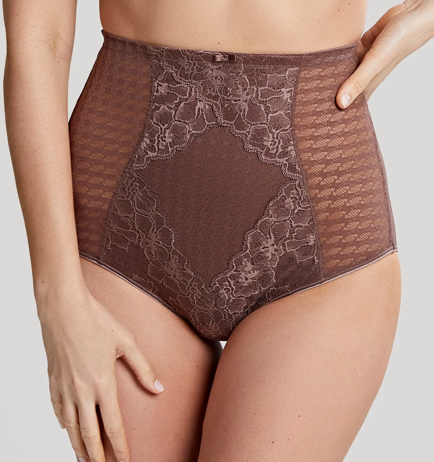 Houndstooth high waist control brief [Chestnut]