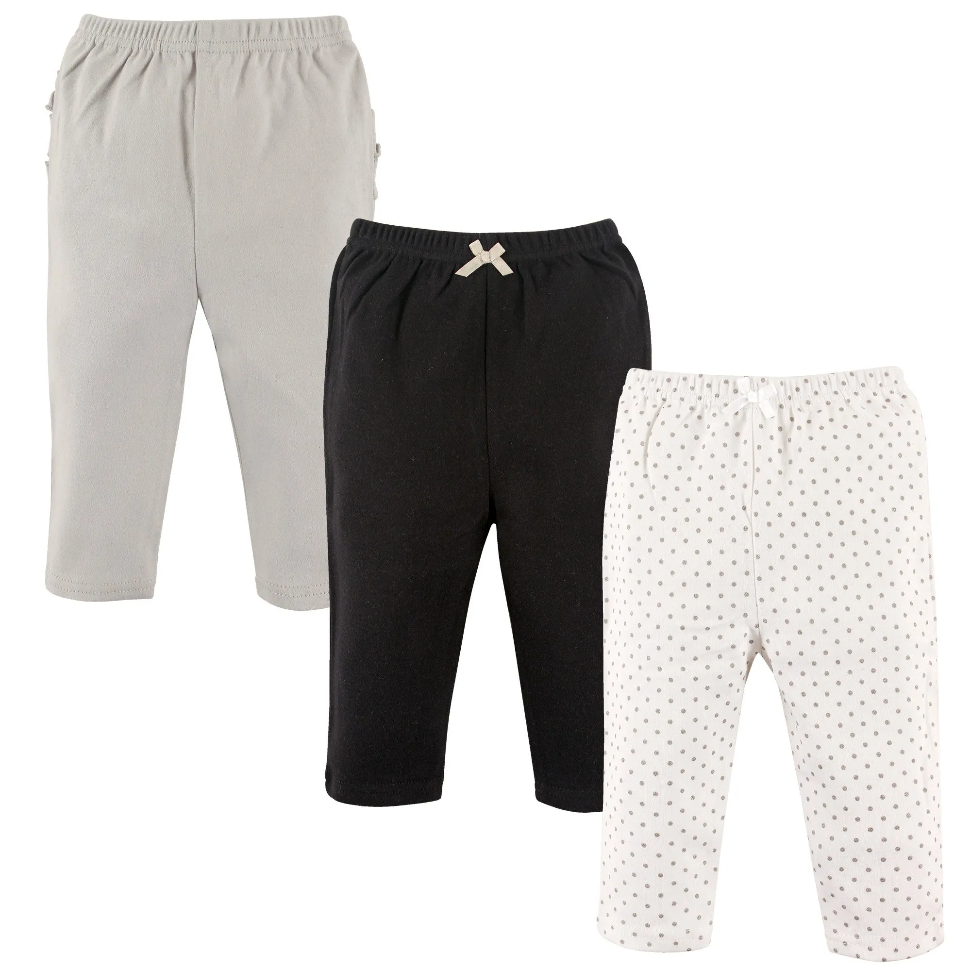 Hudson Baby Cotton Pants and Leggings, Silver Polka Dots