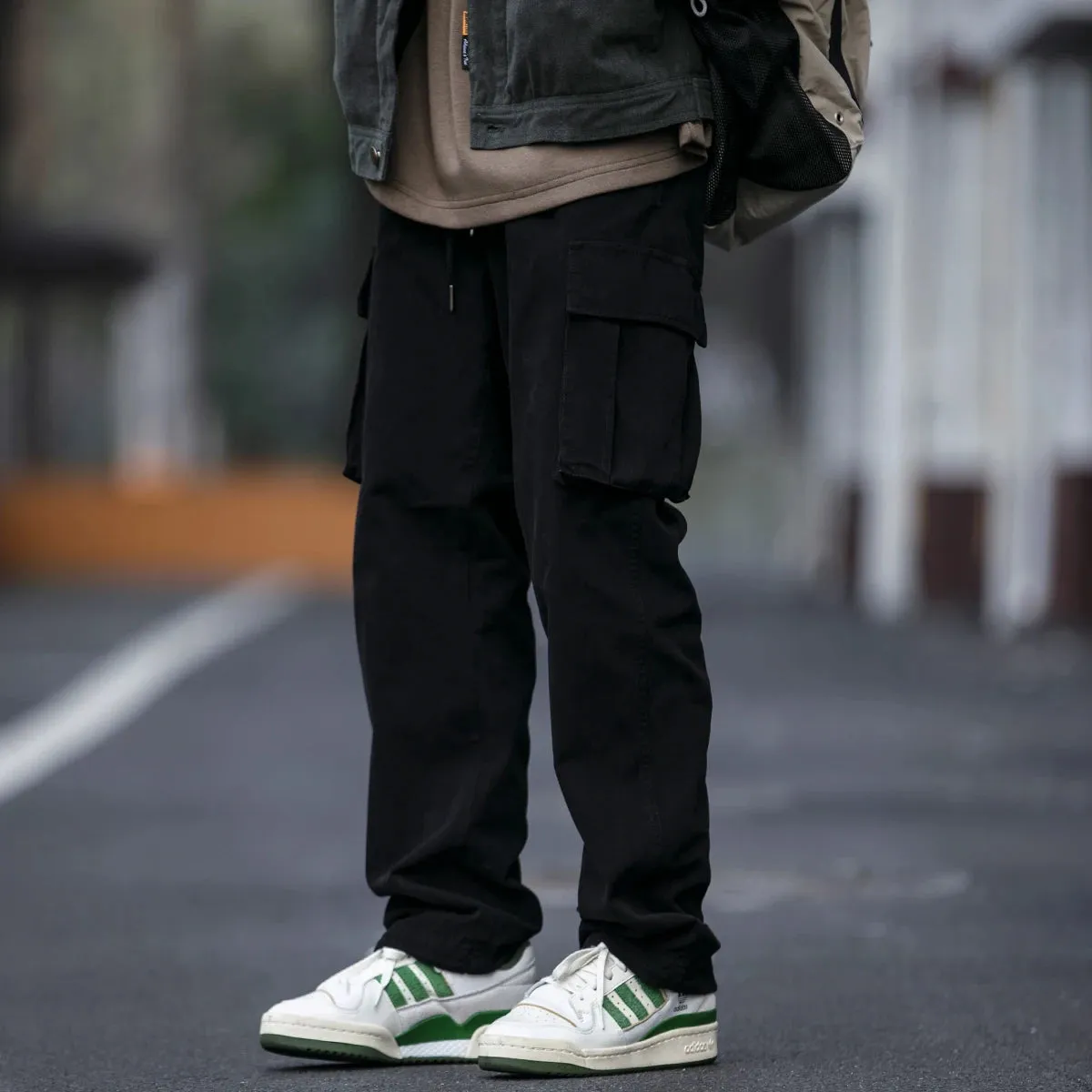 Japanese Streetwear Khaki Plus Size Cargo Pants - Casual Straight Trousers