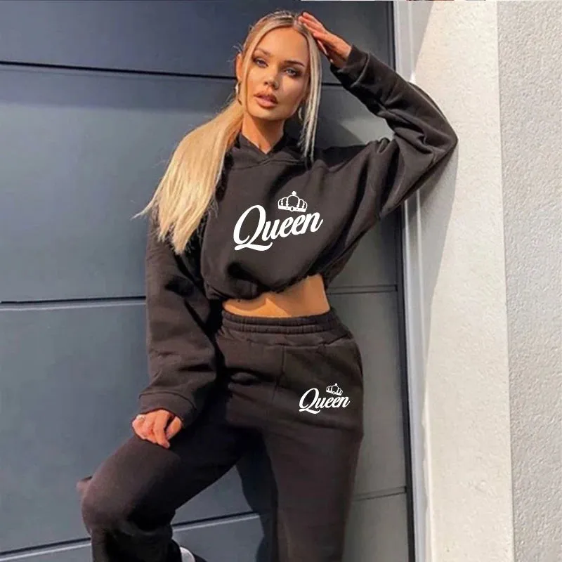 Jogging Sets for Women 2 Pieces Hoodie Women's Tracksuit Comfortable Fashion Short Style Set 2024 Simple Drawstring Daily Casual