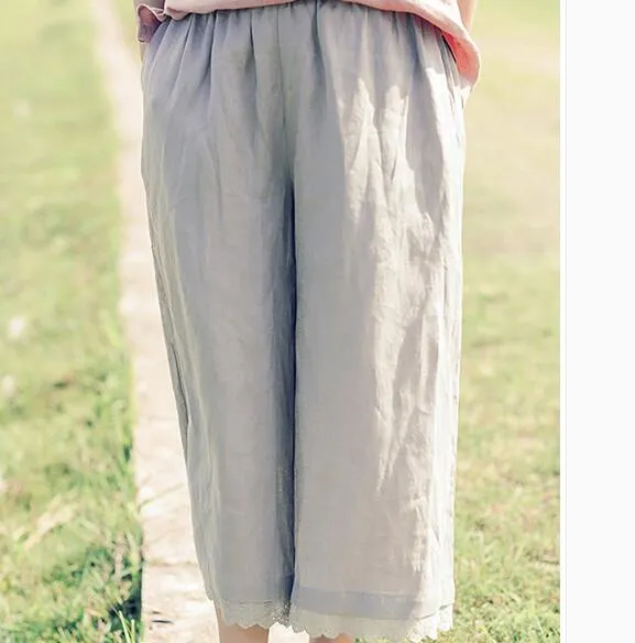 Kahki Linen Summer Women Casual Pants SJ97137