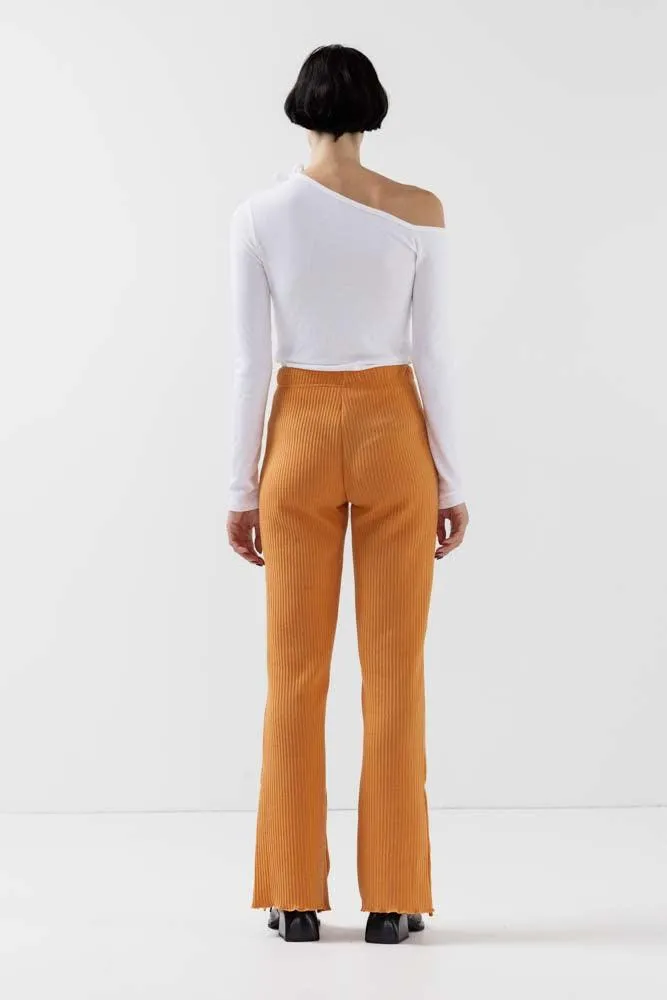 Kylie Button Boot Cut Pants in Orange