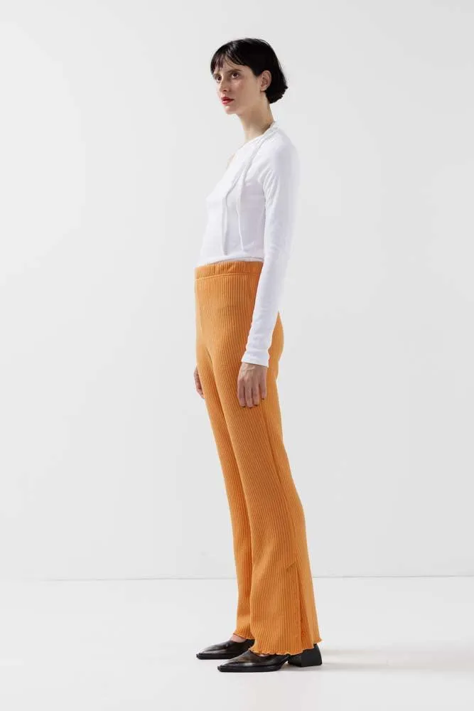 Kylie Button Boot Cut Pants in Orange