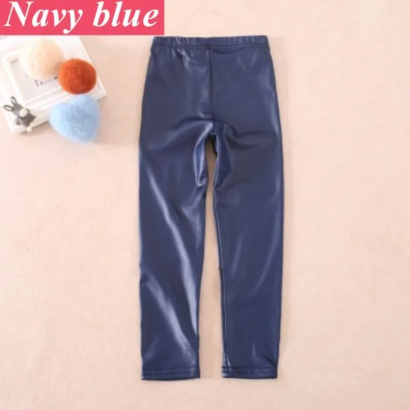 Leather Teens Children Kids Girls Leggings Thin Skinny Pants Baby Girl Clothes