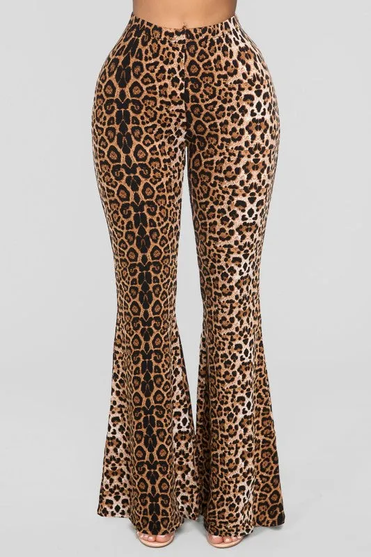 LEOPARD PRINT BELL BOTTOM PANTS