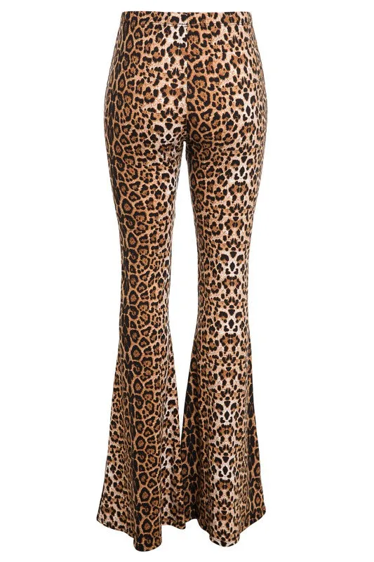 LEOPARD PRINT BELL BOTTOM PANTS