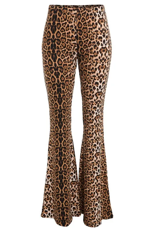 LEOPARD PRINT BELL BOTTOM PANTS