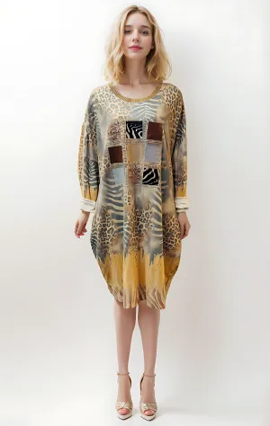 Leopard Zebra Print MIDI Dress