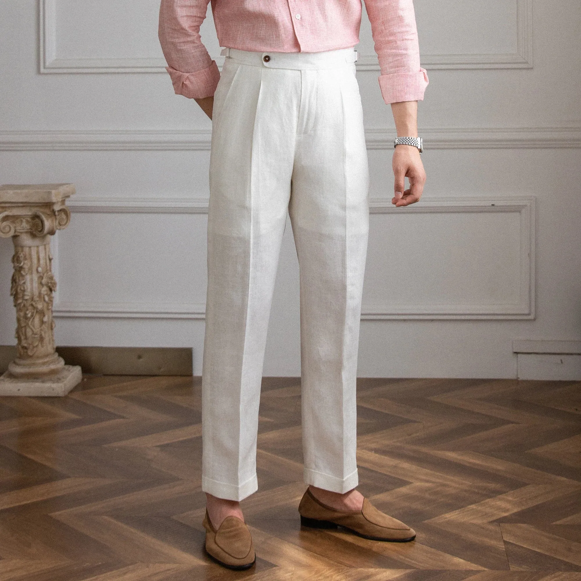 Lightweight italian high-waist trousers