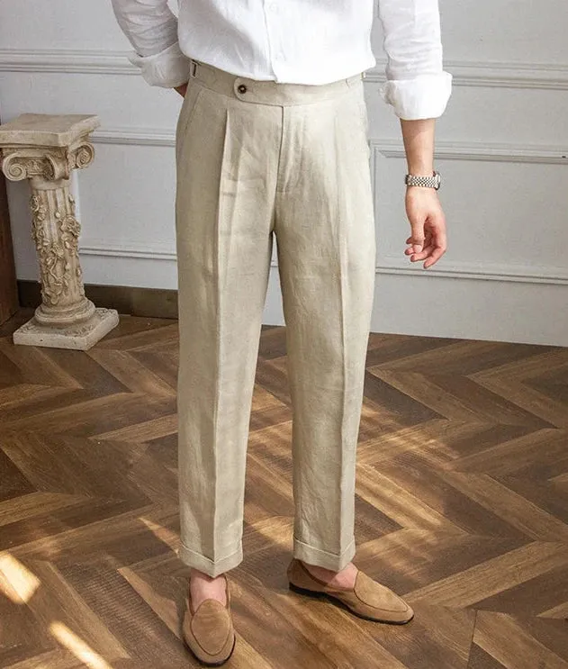 Lightweight italian high-waist trousers