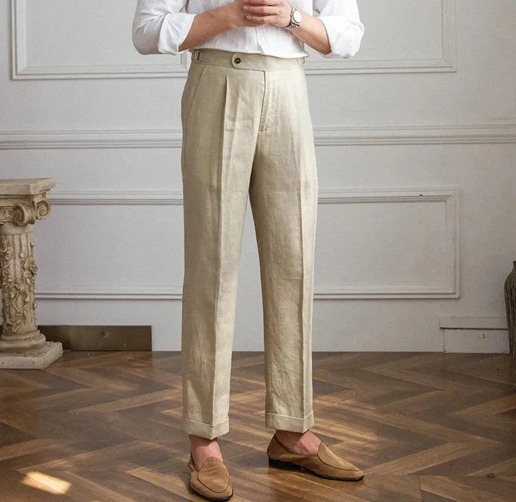 Lightweight italian high-waist trousers