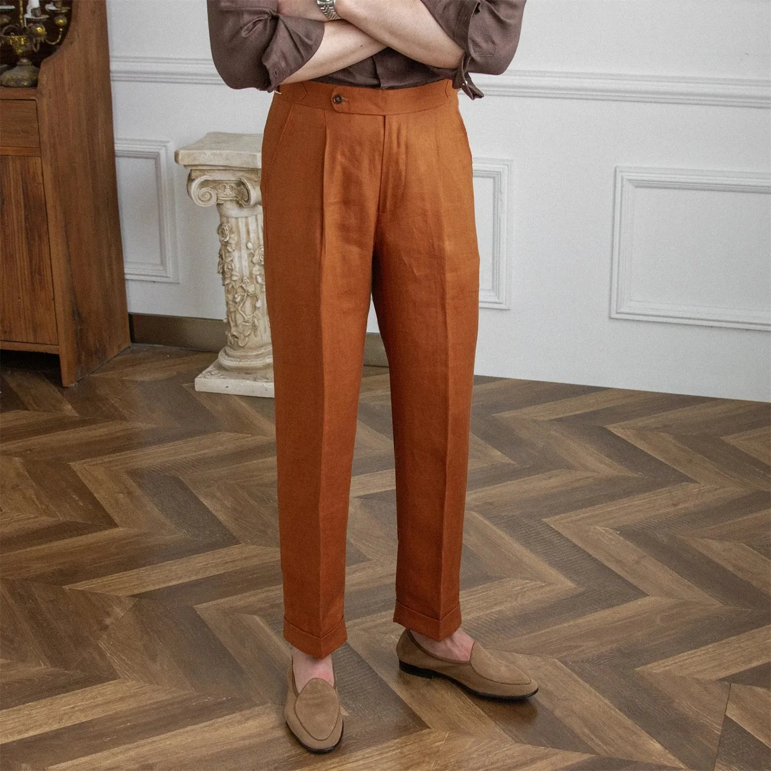 Lightweight italian high-waist trousers