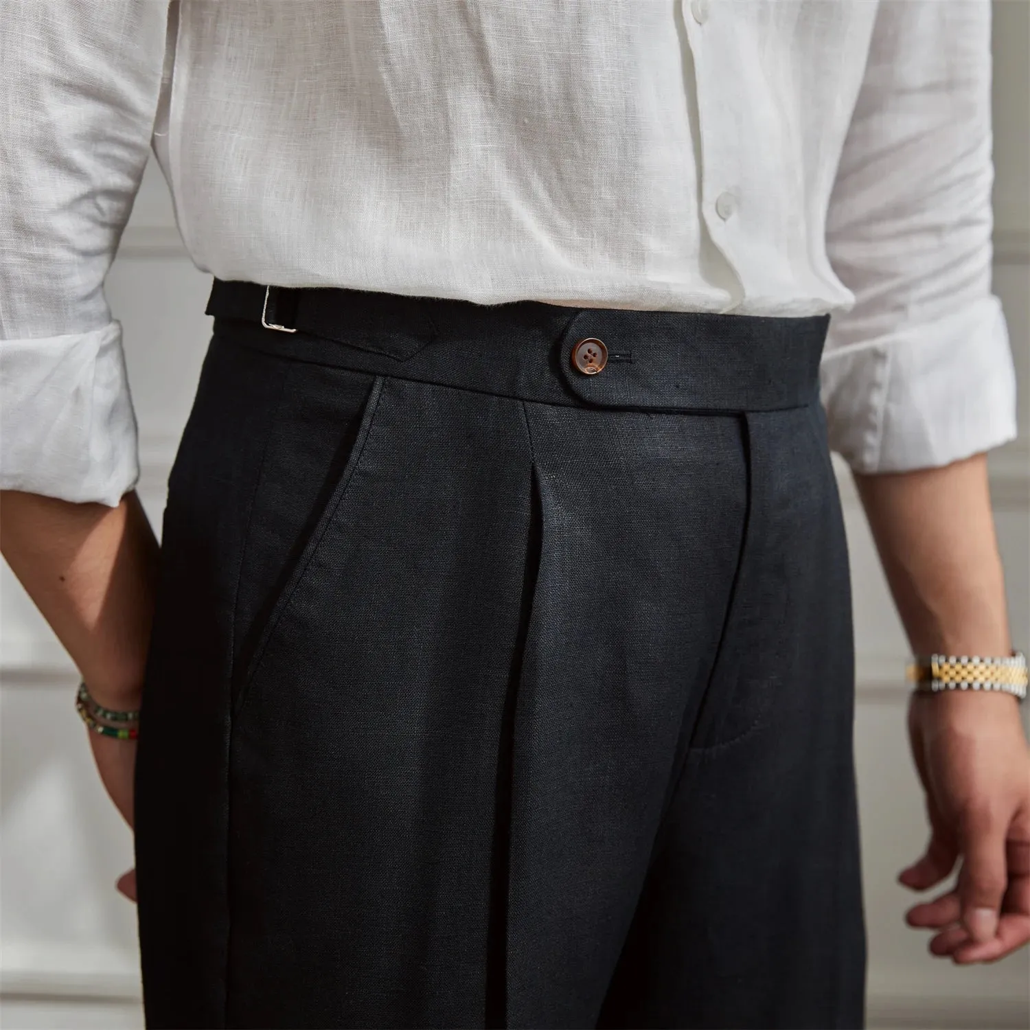 Lightweight italian high-waist trousers