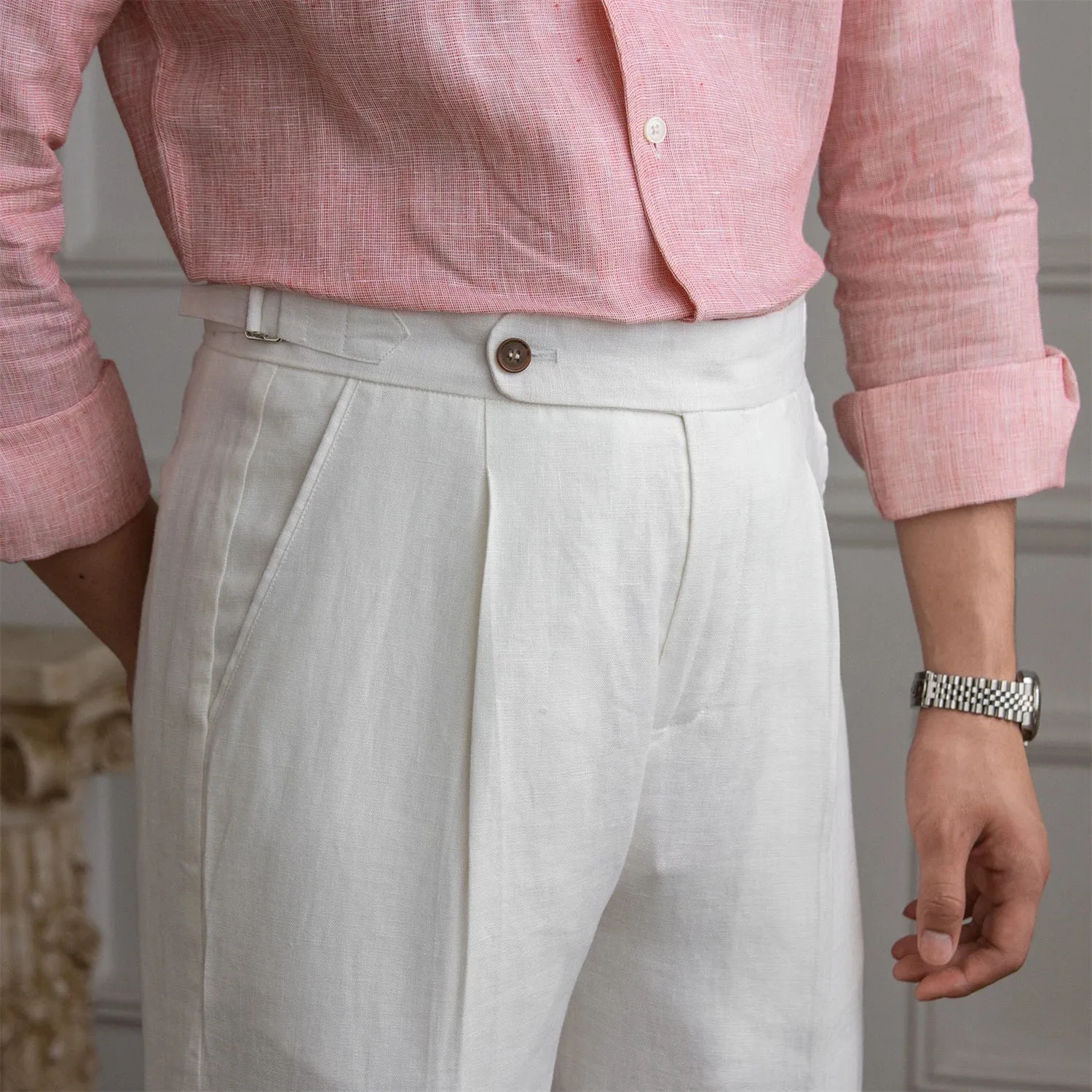 Lightweight italian high-waist trousers