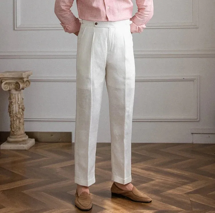 Lightweight italian high-waist trousers