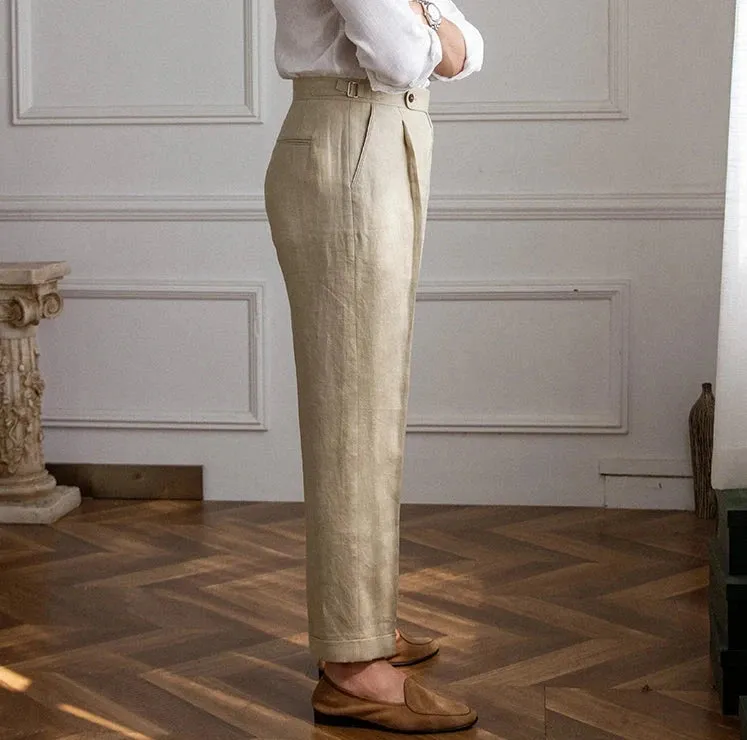 Lightweight italian high-waist trousers