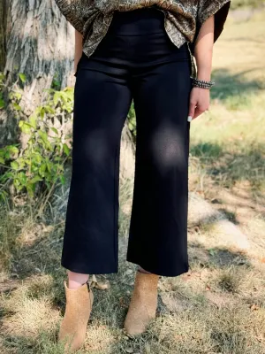 Luxor Black Wide Leg Cropped Pants